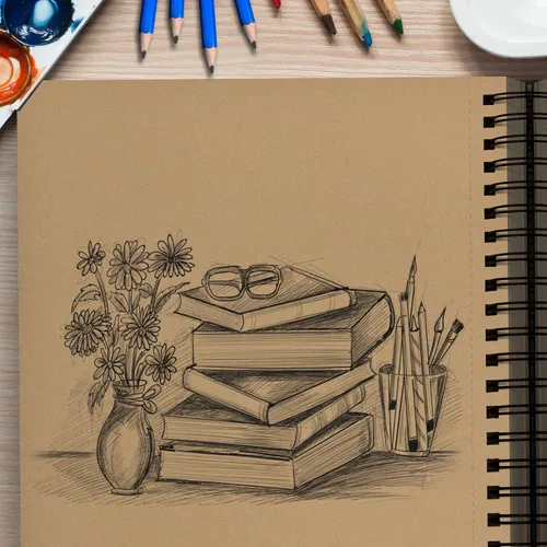 Vista 8 de 70 hojas de cuaderno de bocetos bronceado de alta calidad, 9 x 12 pulgadas, bloc de papel de dibujo encuadernado en espiral para bolígrafos de gel