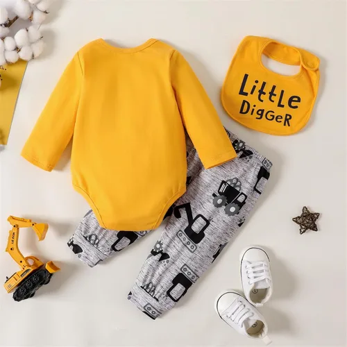 Vista 2 de PATPAT Conjunto de ropa para bebé recién nacido, mameluco de manga larga y pantalones para otoño e invierno
