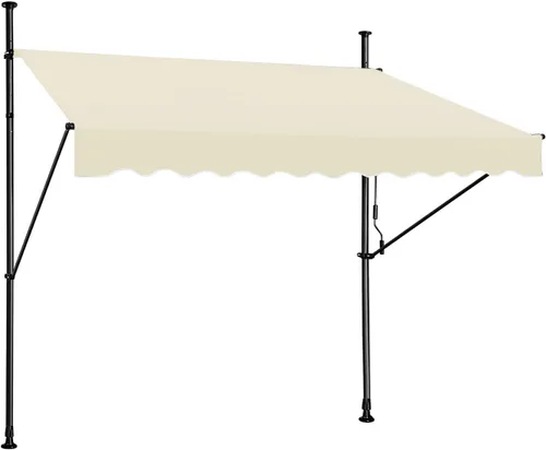 Vista 9 de STEELAID Toldo retráctil manual – Parasol de 59 pulgadas sin tornillos para exteriores – Cubierta de pérgola ajustable con protección UV – Toldo