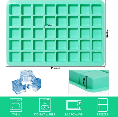 Vista 3 de Paquete de 2 moldes cuadrados de silicona para chocolate, moldes de silicona para caramelo de 40 cavidades para chocolate, cubitos de hielo