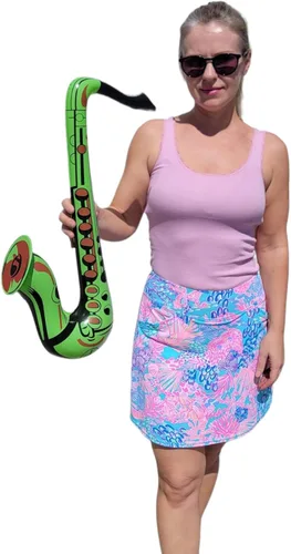 Vista 4 de Colorido saxofón infla de 22 pulgadas (3 colores), instrumento musical inflable para juego simulado, concierto, jazz, sesión de fotos, cabina