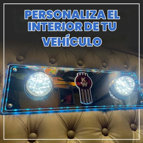 Vista 3 de Florida's Finest Customs compatible con luces de techo para dormitorio Kenworth (azul) Placa de luz de cúpula y acabado espejado Inserto