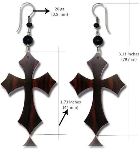 Vista 2 de Earth Accessories - Pendientes de cruz para mujer o hombre, pendientes de cruz con madera orgánica