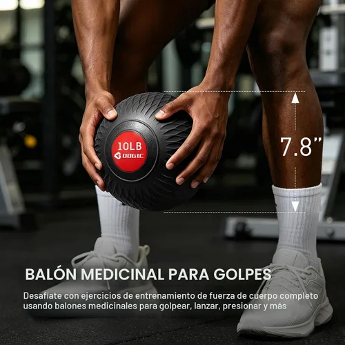 Vista 2 de Slam Ball - Pelotas medicinales con peso para ejercicio y entrenamiento, fuerza, cardio, entrenamiento cruzado y entrenamientos básicos Negro