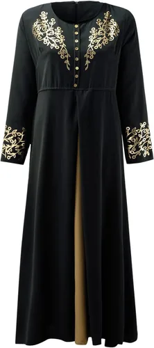Vista 6 de Vestido musulmán para mujer, vestido de hijab dubai que esconden la grasa del vientre, vestido marroquí Dubai suelto, cubierta completa, maxi Abaya