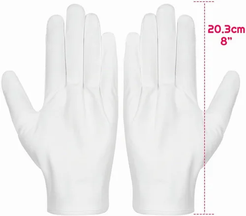 Vista 3 de Guantes de algodón, Selizo 3 pares de guantes blancos de algodón para mujeres, hombres, eczema, manos secas, hidratantes, para servir, archivo