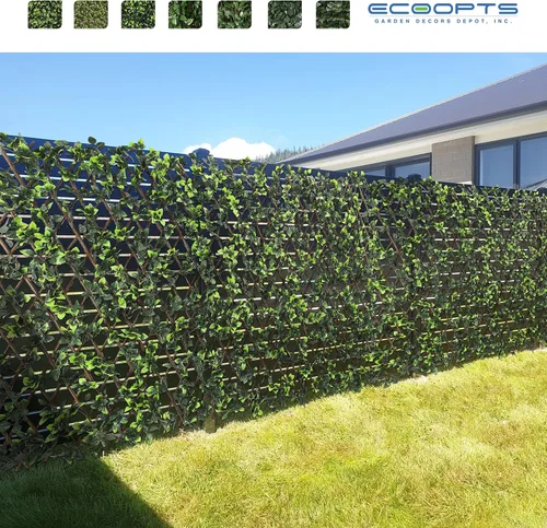 Vista 7 de ECOOPTS Valla de privacidad de hiedra artificial de hoja de rosa expandible para patio trasero, balcón, exterior e interior, 1 paquete