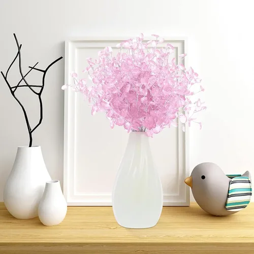 Vista 5 de LULUQUEEN 20 tallos de flores artificiales, adornos acrílicos de cristal, ramos artificiales, gotas de cuentas acrílicas, ramas de flores para bodas