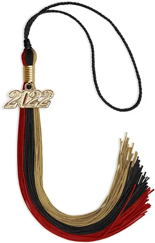 Vista 50 de Endea - Borla de graduación de triple color con gota de fecha dorada (negro/dorado/granate, 2020)