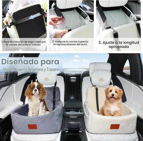 Vista 6 de WOOAIDAGG Asiento de coche para perros de menos de 30 libras, relleno cómodo de tela con espuma viscoelástica, cama de viaje para mascotas lavable