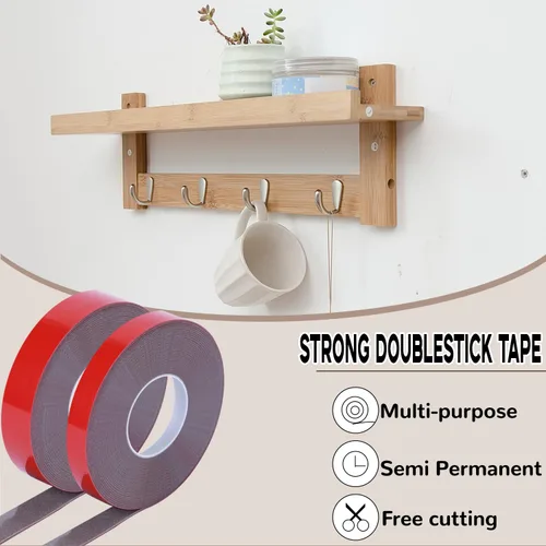 Vista 4 de Qoqooice Cinta acrílica de doble cara, cinta de montaje resistente de 0.4 pulgadas/0.79 pulgadas x 33 pies, cinta adhesiva transparente resistente