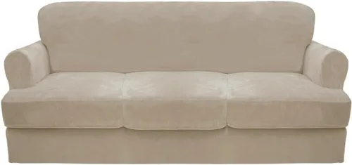 Vista 20 de CUCRAF Funda para sofá con cojines de 3 piezas, fundas deslizantes de terciopelo suave y grueso para sofá de la sala de estar, protector de muebles