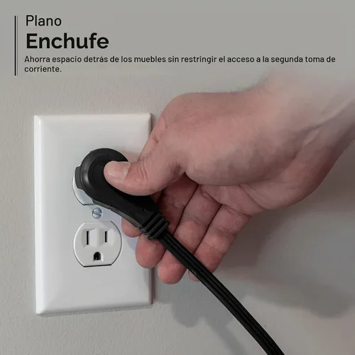 Vista 4 de GE Cable de extensión plano de 3 salidas de 3 pies, cable de extensión a tierra con múltiples tomas, extensor de salida de 3 clavijas, enchufe