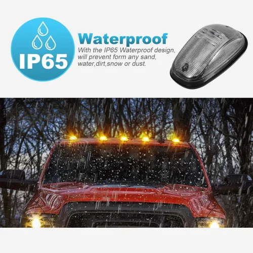 Vista 3 de Partsam 5 luces de techo de cabina transparente/ámbar 45LED compatibles con Dodge Ram 1500 2500 3500 4500 5500 Pickup 2003 2004 2005 2006 2007 2008