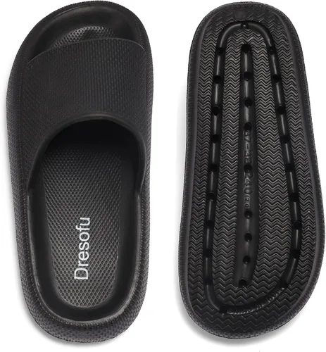 Vista 7 de Dresofu Pantuflas Cloud para mujeres y hombres, sandalias de baño antideslizantes con suela gruesa acolchada