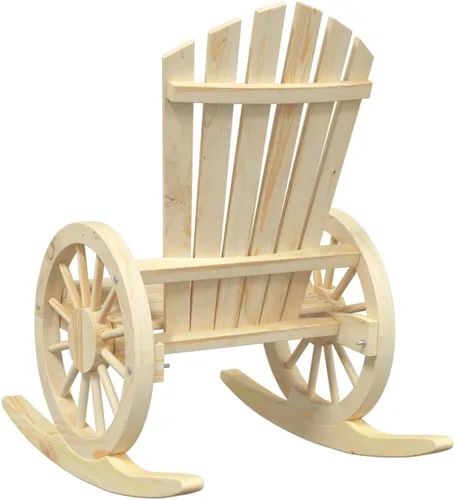 Vista 7 de Brown Solid Fir Wood Rocking Adirondack Chair, Ergonomic Design for Patio, Garden, and Balcony Relaxation