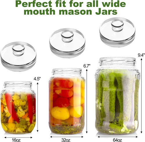 Vista 9 de Jucoan Paquete de 9 pesos de fermentación de vidrio con mango de fácil agarre, pesos de fermentación de vidrio pesado para frascos Mason de boca