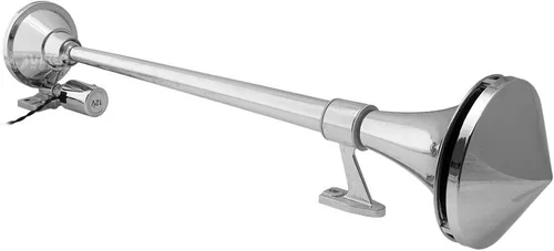 Vista 4 de Vixen Horns Bocina de tren para barco/camión/automóvil. Bocina de aire impermeable cromada doble trompeta + cubierta. Db súper fuerte. Acabado