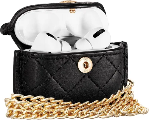 Vista 3 de Anne Klein Funda de piel sintética para Apple AirPods Pro Negro/Dorado