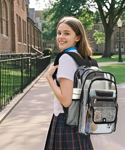 Vista 2 de Mochila transparente para niñas, niños, mujeres y hombres, resistente bolsa de PVC transparente para escuela, universidad, trabajo, mochila