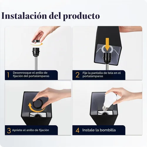 Vista 7 de Lámpara de noche con puertos USB - Lámpara de mesa de control táctil para dormitorio con puertos de carga USB C + A y salidas de AC, lámpara
