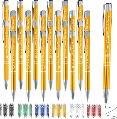 Vista 8 de Bolígrafo personalizado, 1 unidad, bolígrafo personalizado con logotipo de mensaje de nombre comercial grabado, tapa de clic de tinta negra, regalo