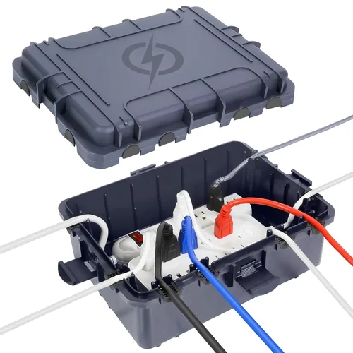 Vista 8 de Caja eléctrica grande para exteriores, impermeable, cubierta de cable de extensión IP54, resistente a la intemperie, protege la regleta