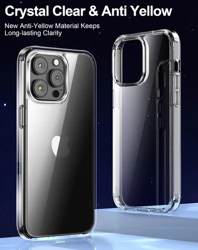Vista 3 de Funda transparente de ajuste delgado para iPhone 15 Pro de 6.1 pulgadas con 2 protectores de pantalla de vidrio templado + 1 protector de lente