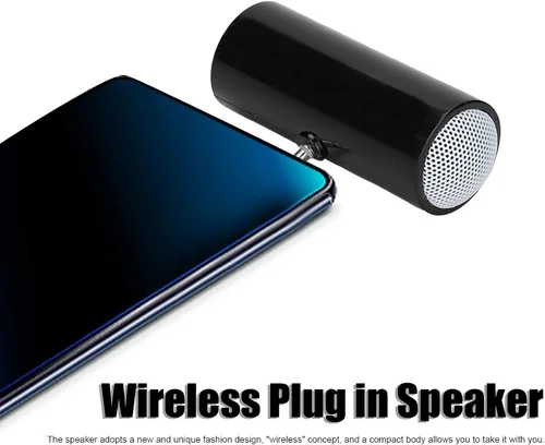 Vista 2 de Altavoz portátil, 0.138 in Jack estéreo alimentado por batería, altavoz inalámbrico enchufable, mini altavoz portátil para teléfonos móviles