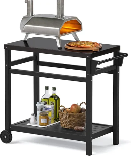 Vista 22 de TORVA Carrito de parrilla de preparación al aire libre con mesa de pasivación, carrito de parrilla rodante resistente a los arañazos de alta dureza