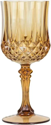 Vista 7 de Efavormart - Paquete de 6 copas de vino de plástico de 8 onzas con corte de cristal dorado ámbar, copas de cóctel inastillables teñidas cálidas