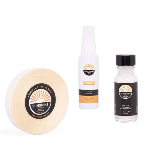 Vista 6 de Kit de reemplazo de cabello - Cinta 1522 rollo de 1/2 pulgada x 12 yardas, pegamento blanco para peluca de pegamento extendido, removedor