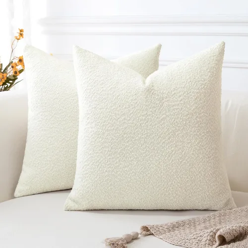 Vista 10 de OTOSTAR Paquete de 2 fundas de almohada cuadradas con textura de boucle, fundas de almohada cuadradas, acogedoras, suaves, decorativas, para sofá