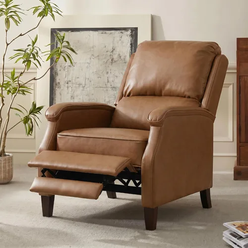 Vista 14 de VKNOW Silla reclinable de piel sintética con respaldo ajustable, color Marrón (Chestnut Brown)