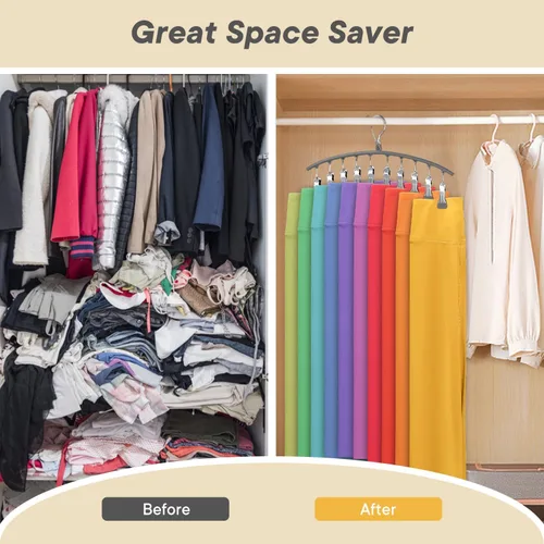 Vista 3 de Organizador de leggings para armario, paquete de 2 ganchos de núcleo de acero ArtHonor con clips con capacidad para 20 leggings, pantalones, jeans