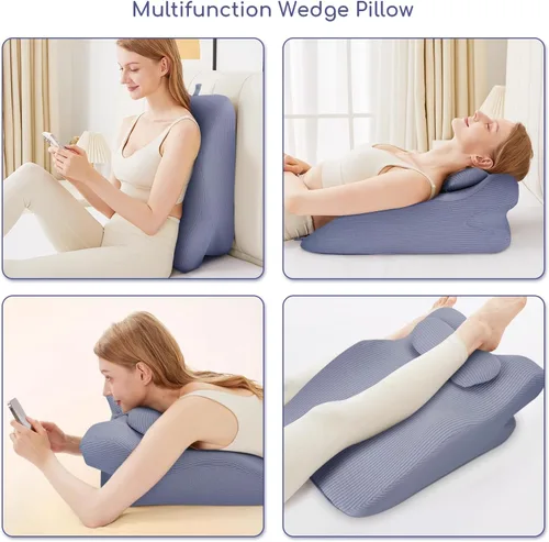 Vista 2 de Ejoyous Almohada boca abajo para dormir, almohada de cuña de cama para leer, almohada propensa de espuma viscoelástica para dormir boca abajo