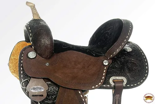 Vista 5 de HILASON Western Horse Barrel Racing Saddle Trail American Leather Western Saddle Saddle for Horses Barrel Racing Saddle