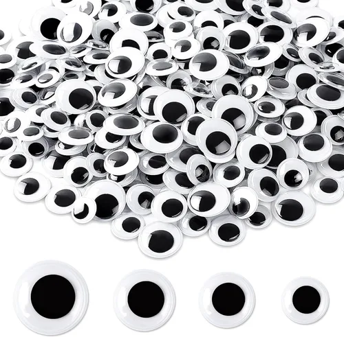 Vista 9 de UPINS 300 ojos ondulantes redondos de plástico negro autoadhesivos para decoración de manualidades, mixtos, tamaño grande, 0.157 in, 0.236 in, 0.315