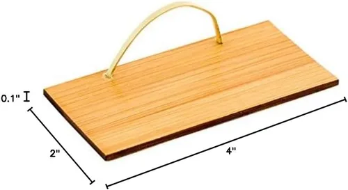 Vista 4 de Restaurantware Platos de bambú de 4 x 2 pulgadas, 100 tablas de servir de madera desechables, mini con asa, platos rectangulares de postre de bambú