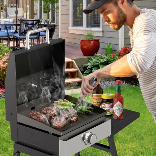 Vista 7 de Tapa de plancha y cubierta de parrilla para Blackstone de 17 pulgadas 1832 Adventure Ready Griddle, capucha de plancha para piezas de repuesto