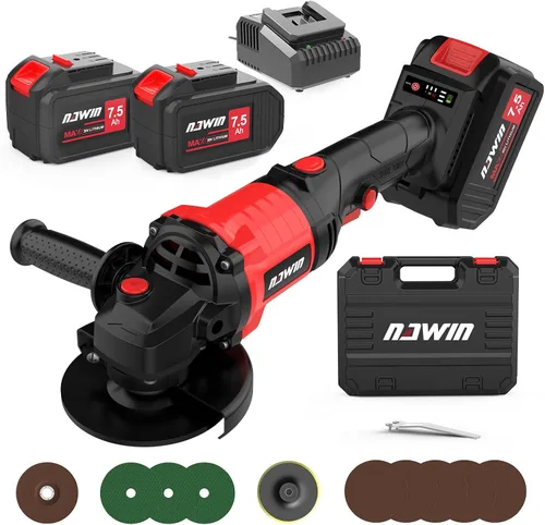 Vista 8 de Kit de amoladora angular inalámbrica de 4 pulgadas NAWIN, amoladora de velocidad variable, batería de iones de litio de 2×4.0Ah y cargador rápido