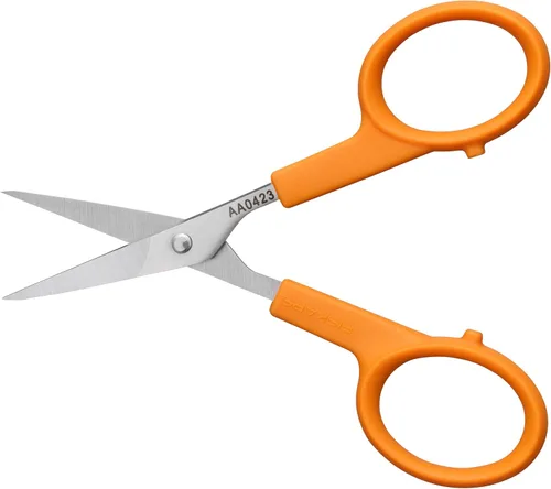 Vista 8 de Fiskars Tijeras con mango naranja de corte recto, hojas de acero inoxidable, mango ambidiestro de doble asa