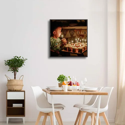 Vista 4 de SIGNFORD Lienzo enmarcado personalizado, arte de pared personalizado con fotos de fiesta de cumpleaños impresas digitalmente, 16 x 16 pulgadas