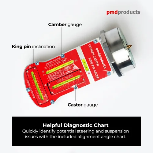 Vista 3 de PMD Products Galga magnética de alineación de Camber, Caster y KPI - Herramienta de alineación de ruedas de precisión para ajuste de dirección