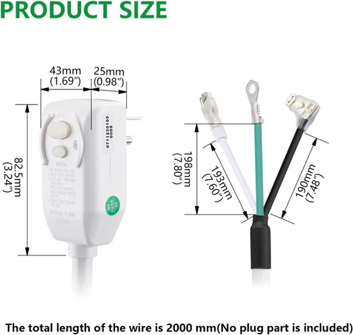 Vista 6 de Wengart Cable de alimentación LCDI de 240 V y 10 amperios para aire acondicionado, cable de CA de repuesto resistente de 2400 W con enchufe NEMA