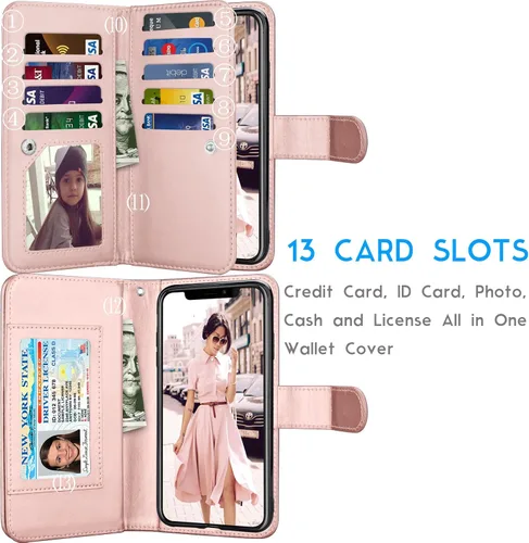 Vista 2 de Tekcoo Funda tipo cartera para iPhone 11 Pro Max (6.5 pulgadas) Lujo [Estuche rígido magnético desmontable] Ranuras para tarjetas de crédito