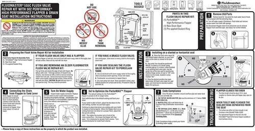 Vista 5 de Fluidmaster 555CRP8 Universal PerforMAX Kit de reparación de válvula de descarga de inodoro de 5 minutos de 2 pulgadas.