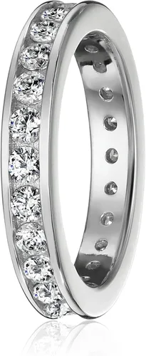 Vista 3 de Tienda Collection Platinum-Plated Sterling Silver Infinite Elements Cubic Zirconia Channel Set All-Around Band Ring