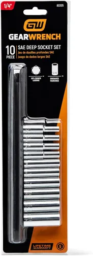 Vista 5 de GEARWRENCH 10 Pc. 1/4" Drive 6 Pt. Juego de llaves de vaso profundas, SAE - 80305