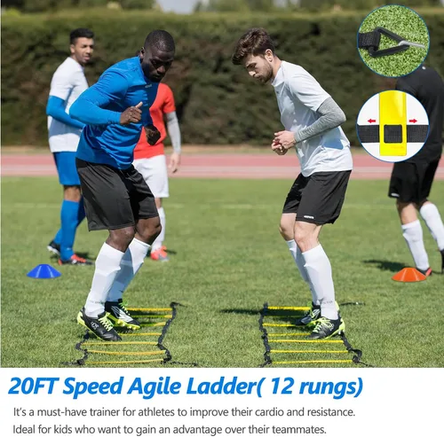 Vista 5 de Haootadiy Varas de Entrenamiento de Agilidad de Fútbol Equipo de Fútbol Ajustable para Entrenamiento Incluye 6 Varas de Agilidad Flexibles
